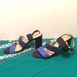 Antonio Melani "Odeta" Woven Suede Buckle Heels